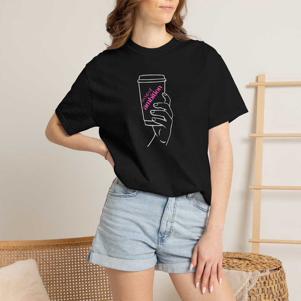Coffee Cup Graphic T-Shirt — 'Ambition' Hand-Drawn Design