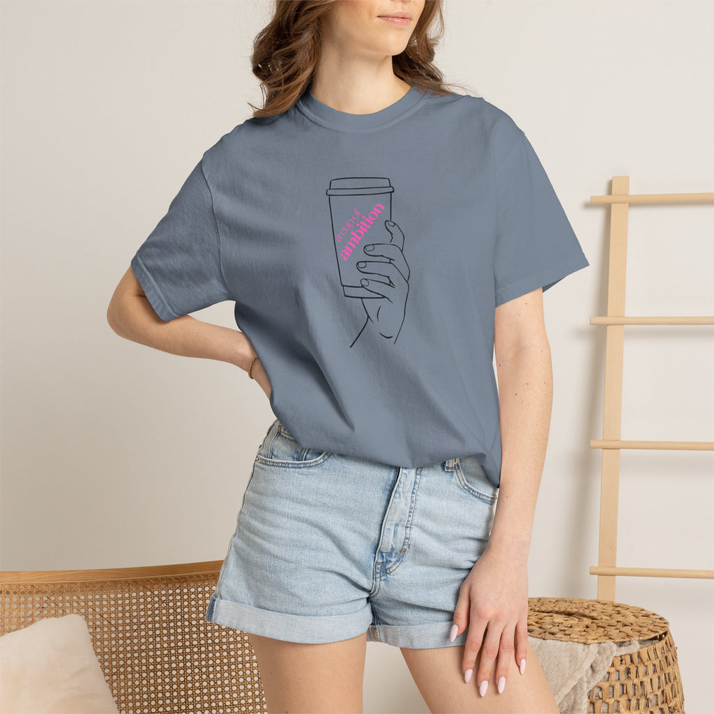 Coffee Cup Graphic T-Shirt — 'Ambition' Hand-Drawn Design