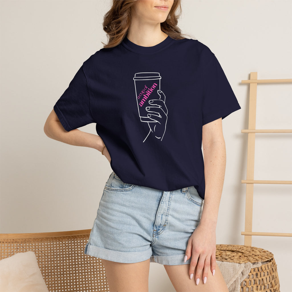 Coffee Cup Graphic T-Shirt — 'Ambition' Hand-Drawn Design
