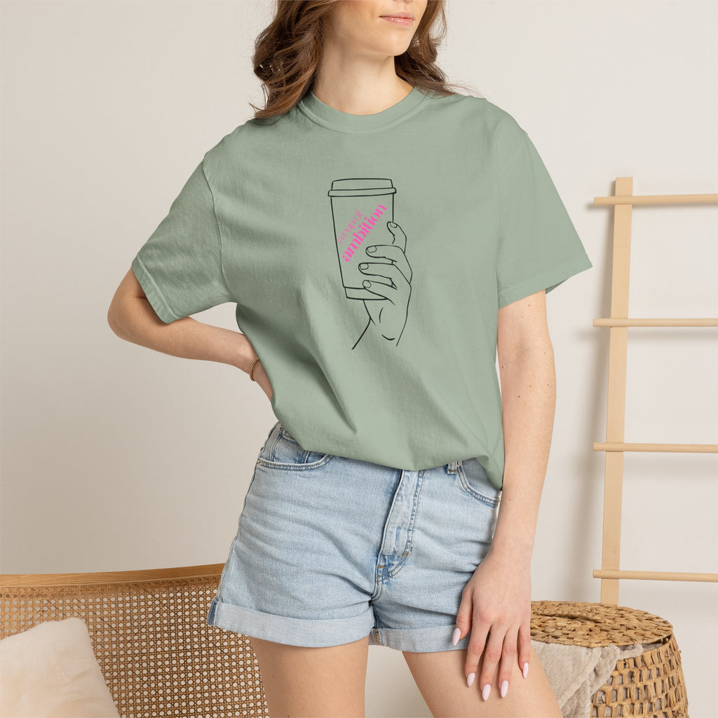 Coffee Cup Graphic T-Shirt — 'Ambition' Hand-Drawn Design