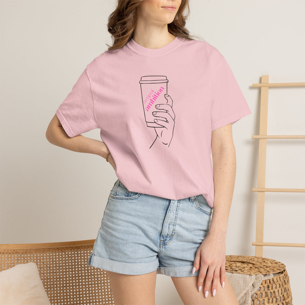 Coffee Cup Graphic T-Shirt — 'Ambition' Hand-Drawn Design